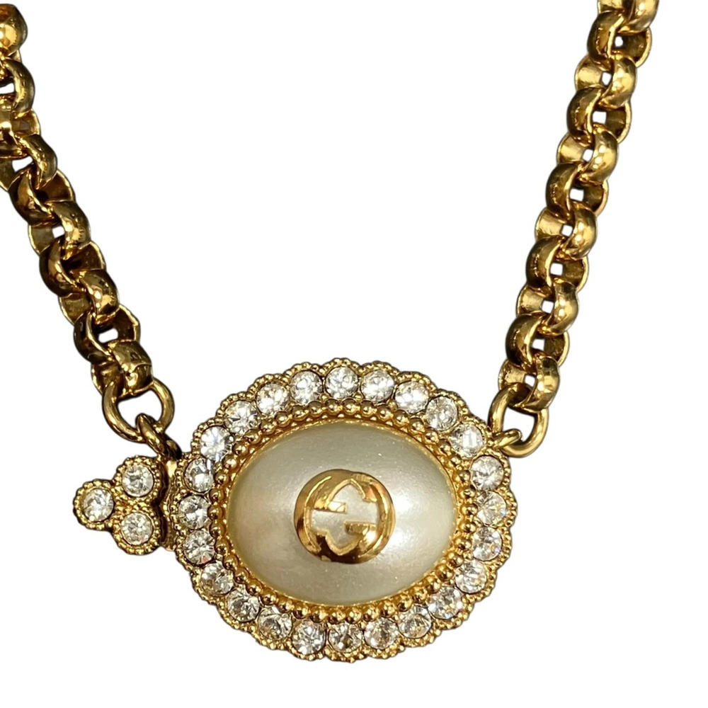 Gucci necklace, accessory, double G design, total weight 30.4g, 42cm, GP rhin...
